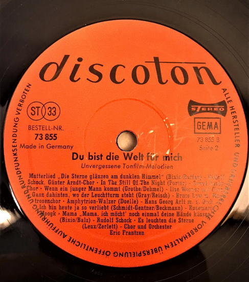 1965 DİSCOTİON DU BİST DİE WELT FÜR MİCH LP UZUN CALAR 33 DEVİR PLAK ORJİNAL BASKI