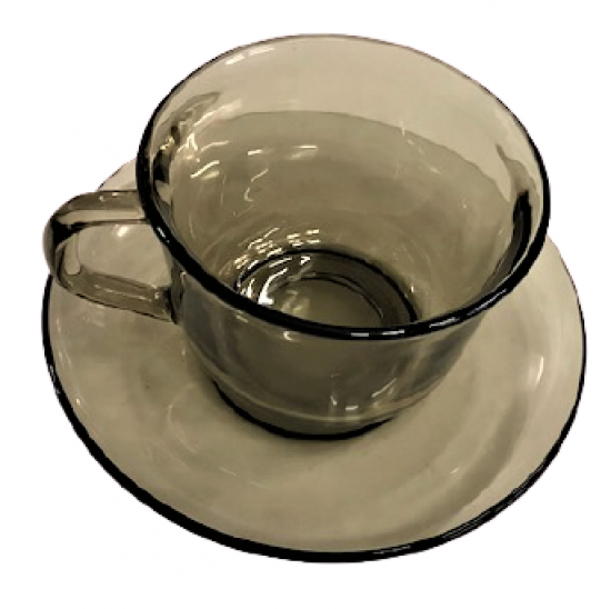 ARCOPAL FRANCE 6 KİŞİLİK CAY TAKIMI ŞEFFAF FÜME RENKDE CAM FRANSIZ MALI