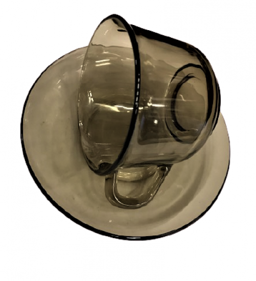 ARCOPAL FRANCE 6 KİŞİLİK CAY TAKIMI ŞEFFAF FÜME RENKDE CAM FRANSIZ MALI