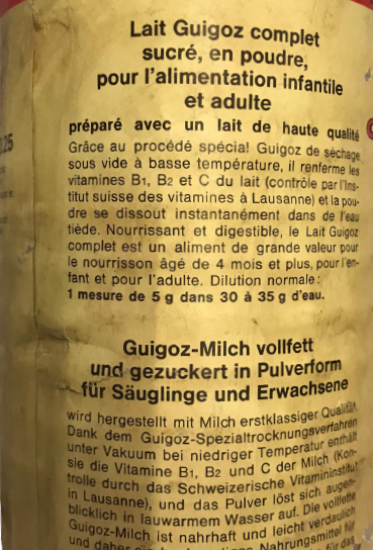 BEBEK MAMASI LAİT GUİGOZ 1980 Lİ YILLARIN ALUMİNYÜM KAPAKLI KUTU SWİTZERLAND İMALATI BOŞ KAB ORJİNAL ÖLCU KAŞIKLI