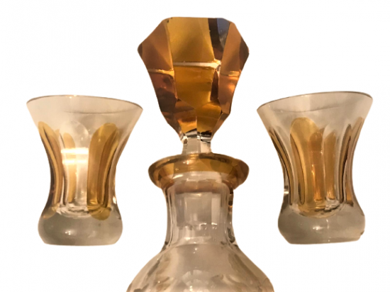 BOHEM FRANSIZ İCKİ TAKIMI KAPAKLI ŞİŞE VE 6 ADET KADEH