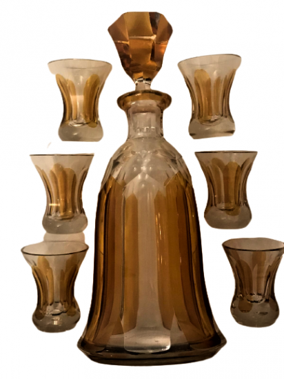 BOHEM FRANSIZ İCKİ TAKIMI KAPAKLI ŞİŞE VE 6 ADET KADEH