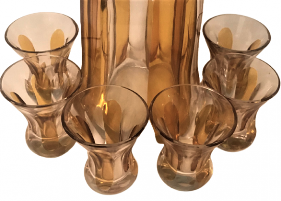 BOHEM FRANSIZ İCKİ TAKIMI KAPAKLI ŞİŞE VE 6 ADET KADEH