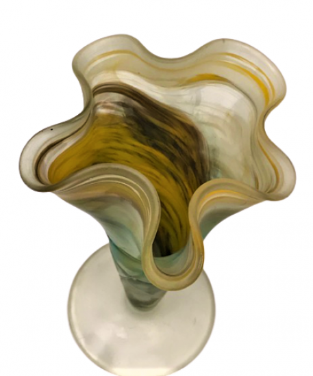 BUZLU SARI YEŞİL TONLARDA MURANO EL İŞCİLİKLİ KOPARMA BURGU VAZO