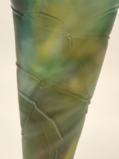 BUZLU SARI YEŞİL TONLARDA MURANO EL İŞCİLİKLİ KOPARMA BURGU VAZO