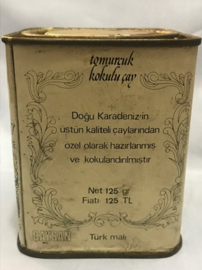 ÇAY KURUMU RİZE TOMURCUK KOKULU CAY TENEKE KAPAKLI ÇAY KUTU