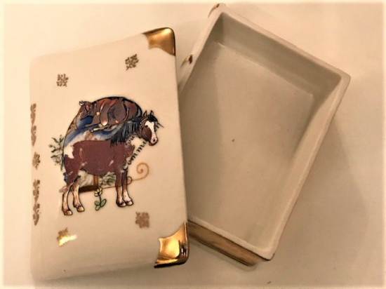 LİMOGES KAPAKLI PORSELEN MUCEVHER KUTUSU FIRANSIZ 1960