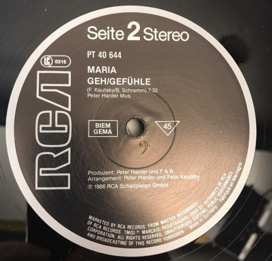 RCA SEITE 2 STEREO MARIA GEH GEFÜHLE MARIA ICH BLEIB WIE ICH BIN LP UZUN CALAR 33 DEVİR PLAK