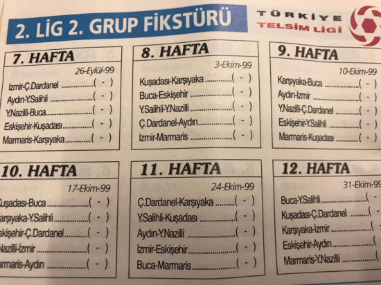 TELSİM İN KATKILARIYLA 1999-2000 SEZONU TARAFTAR FİKSTURU TÜRKİYE TELSİM LİGİ
