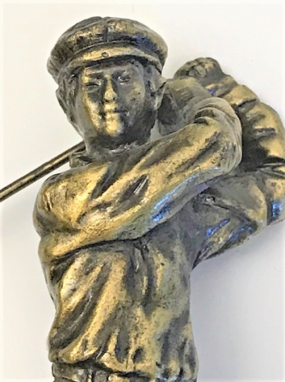 UFAK BOY GOLF OYUNUNDA VURUŞ YAPAN TEMALI BRONZ BİBLO