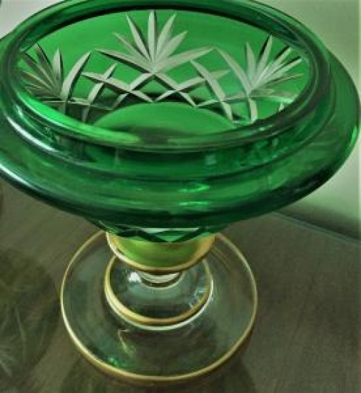 YEŞİL RENKLİ BOHEM KESME CAM ÇİFT ŞEKERLİK