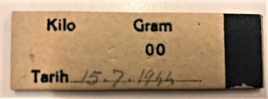 15.07.1944 TARİHLİ BEYOGLU İSTANBUL KANZUK ECZANESİ KARTON TARTI FİŞİ