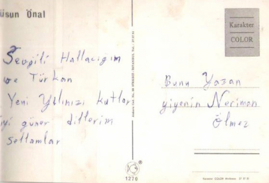 FUSÜN ÖNAL SANATCI RENKLİ KARTPOSTAL ARKASI YAZILMIŞ 10X15 CM ÖLCÜLERDE