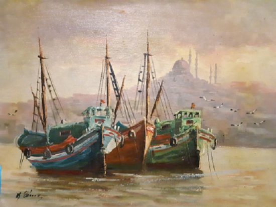 KADİR EKİM İMZALI TABLO TUAL ÜZERİ YAGLI BOYA RESİMÖ İMZALI BOYA