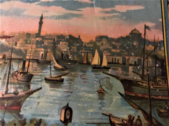 OSMANLI FES ETİKETİ HALİC GALATA KÖPRÜ TAVSİRLİ VİYANA BASKISI ORJİNAL ÜRÜN