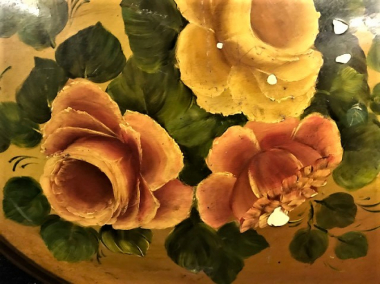 OVAL KOPLİKE 3 GÜL AHŞAP EL YAGLI BOYA