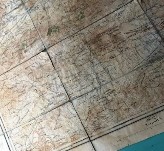 OSMANLI BEZ ÜZERİNE YAPIŞTIRILMIŞ KAGIT HARİTA