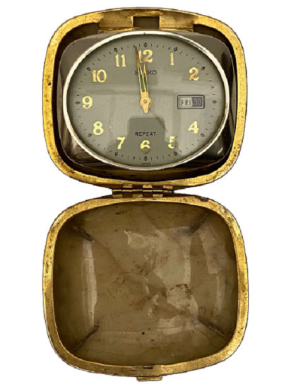 1960 SEIKO REPEAT KIRMIZI KUTULU SEYEHAT TİPİ MEKANİK KURMALI ÇALAR SAAT