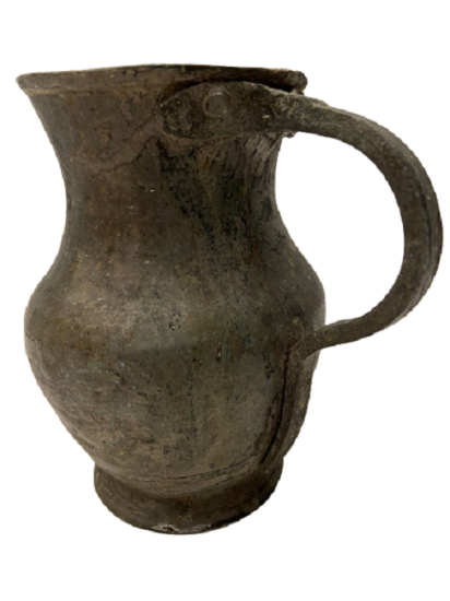 1940 EL YAPIM BAKIR PİRİNC KULPLU MAŞRABA SU AYRAN SIVI İÇECEKLER İÇİN KULLANILAN SÜRAHİ