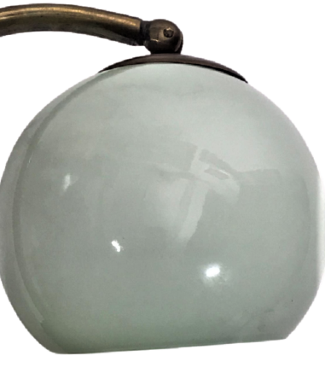 1950 OPAL CAMLI BRONZ AYAKLI CALIŞMA MASA ÜZERİ AYDINLATMA LAMBA