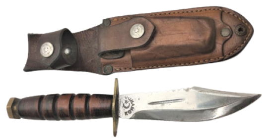 1970 ASKERİ KOMANDO KAMA KÖSELE DİKİM KIN PASLANMAZ CELİK TEK TARAF TESTERE AGIZLI