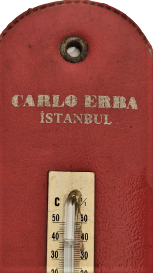 1970 CARLO ERBA İSTANBUL MOVECİL REKLAMLI KIRMIZI WINLEKS UZERİ KIRMIZI CIVALI CAM DERECE