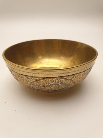 BRONZ ÜZERİ KALEM İŞİ SÜSLEMELİ TAS