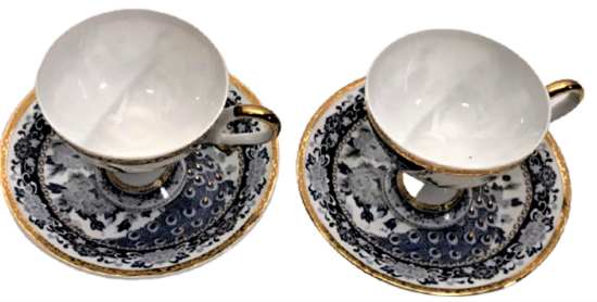 KOMPLE EL BOYAMA KENARLAR VE MOTİFLE ALTIN EL CEKME KAHVE FİCANI 2 ADET