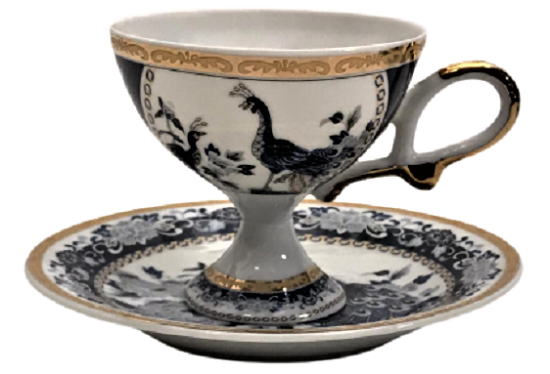 KOMPLE EL BOYAMA KENARLAR VE MOTİFLE ALTIN EL CEKME KAHVE FİCANI 2 ADET