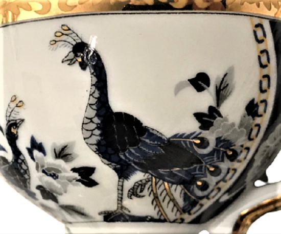 KOMPLE EL BOYAMA KENARLAR VE MOTİFLE ALTIN EL CEKME KAHVE FİCANI 2 ADET