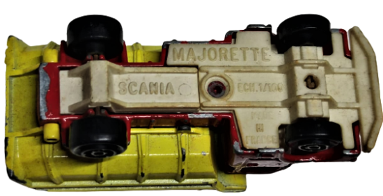 MAJORETTE SCANIA ECH.1/100 MADE IN FRANCE DAMPERLİ SARI KIRMIZI OYUNCAK KAMYON
