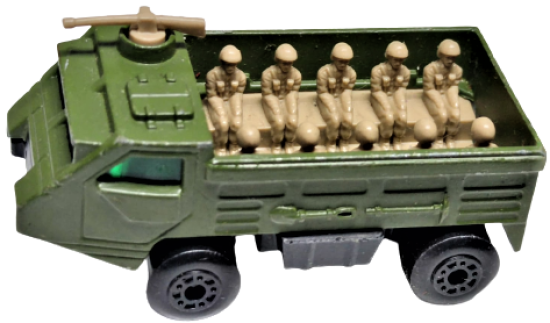 MATCHBOX SUPERFAST PERSONNEL CARRIER MADE IN ENGLAND LESNEY PRODUCTS 1976 NO 54 KOLEKSİYONLUK OYUNCAK YESİL RENKDE ASKERİ CIKARTMA KAMYONU 7.5 X 3 CM DEN OLUŞMAKTADIR.