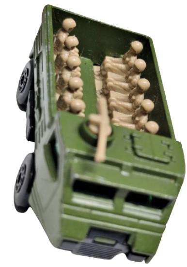 MATCHBOX SUPERFAST PERSONNEL CARRIER MADE IN ENGLAND LESNEY PRODUCTS 1976 NO 54 KOLEKSİYONLUK OYUNCAK YESİL RENKDE ASKERİ CIKARTMA KAMYONU 7.5 X 3 CM DEN OLUŞMAKTADIR.