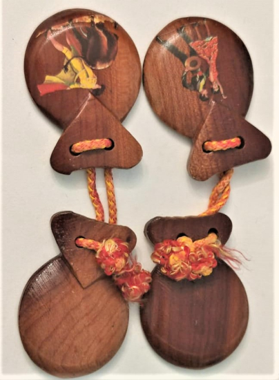 ORJİNAL İSPANYOL FLAMENKO RİTİM ALETİ KASTANYET CİFT SANDAL AGACINDAN