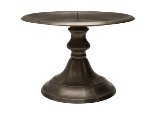 PİRİNÇ GÜMÜŞ KAPLAMA OLDUKCA GENİŞ ÜST KAİDELİ BUYUK MUMA ELVERİŞLİ COK SIK VE KULLANIŞLI DEKORATİF MASA ÜZERİ CİFT ŞAMDAN