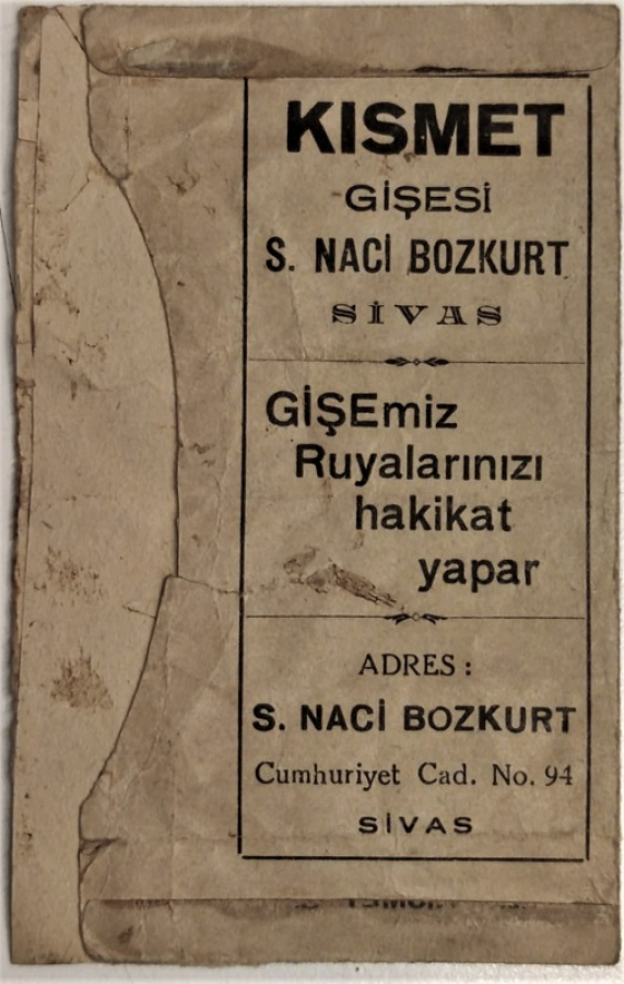 thumbSİZDE KISMET GİŞESİNDEN BİLET ALIRSANIZ BENİM GİBİ SEVİNİRSİNİZ MİLLİ PİYANGO SERİ BİLET KOYMA ZARFI KISMET GİŞESİ S. NACİ BOZKURT SIVAS